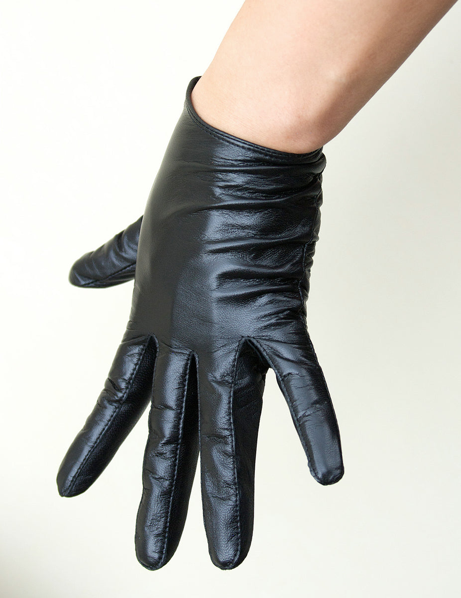 Black Slim Fit Leather Gloves 8.5 / Black