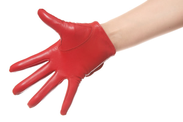 Lipstick Red Heart Bow Leather Gloves