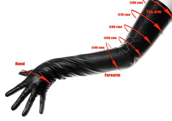 Extra Long Black Fingerless Leather Gloves