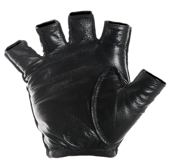 Black Leather Fingerless Driving Gloves