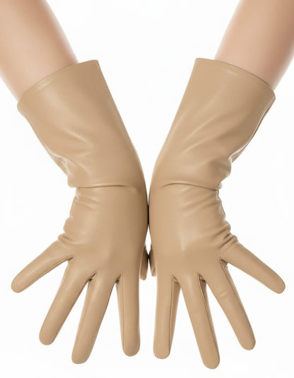 Tan Mid Length Leather Gloves