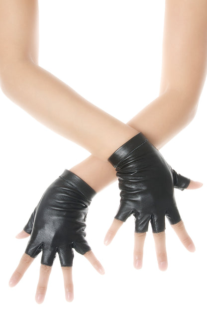 Black Fingerless Leather Gloves