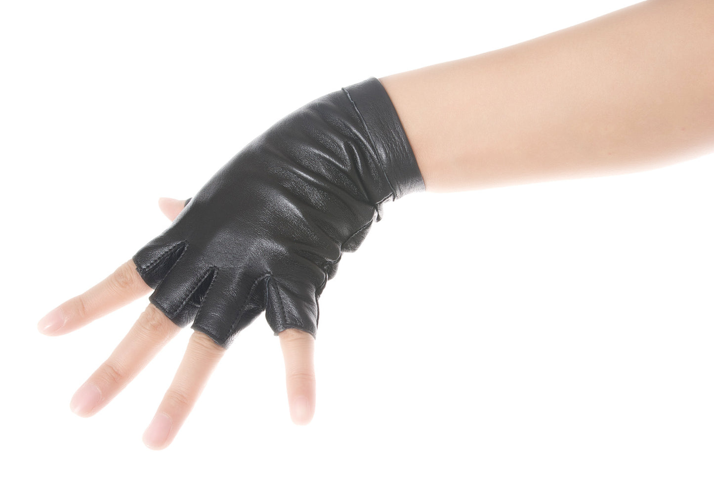 Black Fingerless Leather Gloves
