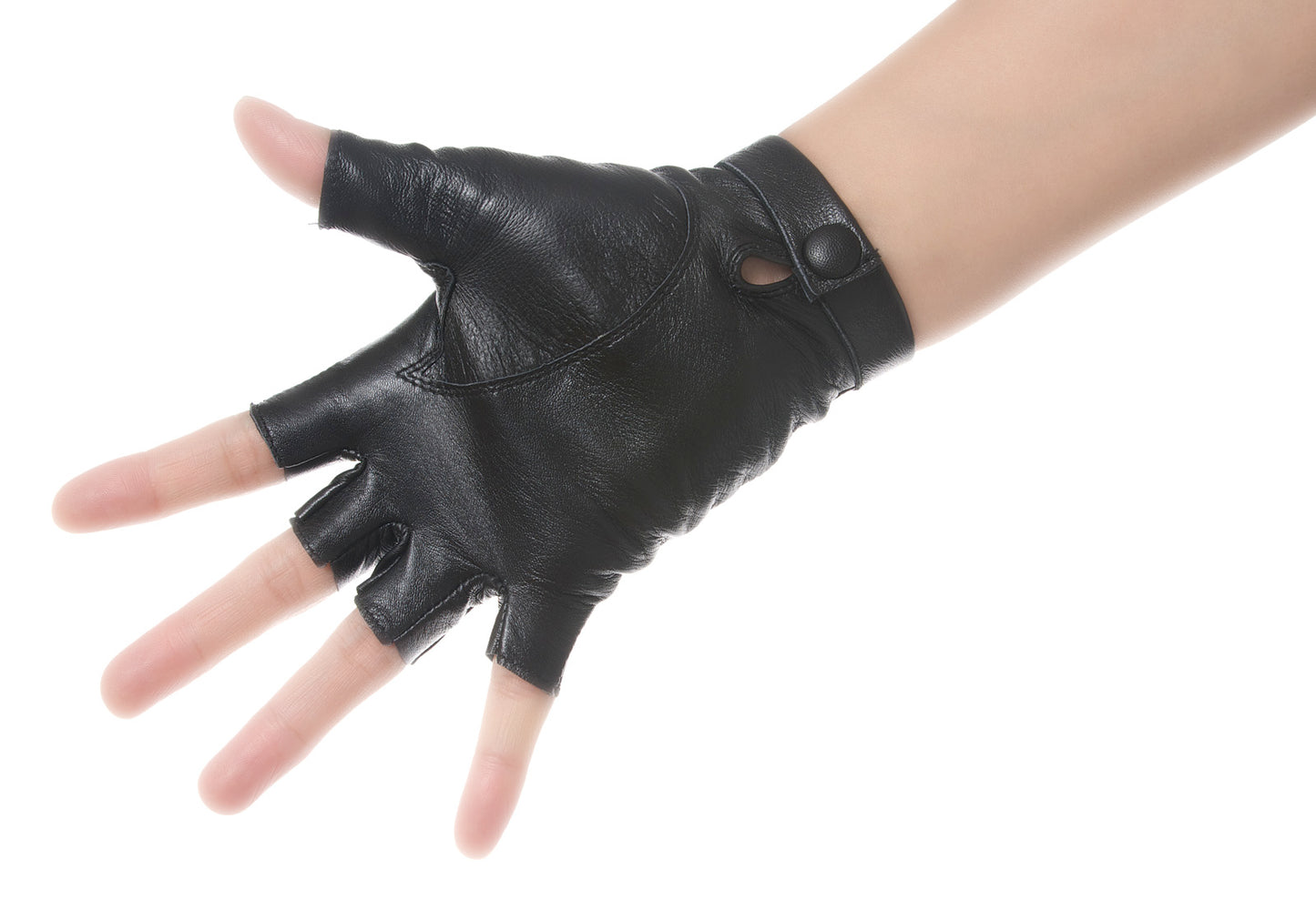 Black Fingerless Leather Gloves