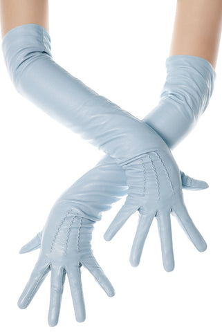 Grey Blue Opera Leather Gloves