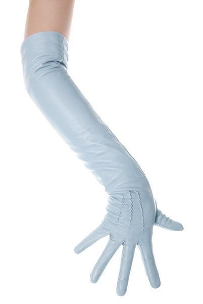 Grey Blue Opera Leather Gloves