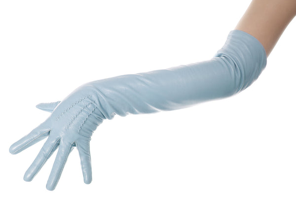 Grey Blue Opera Leather Gloves