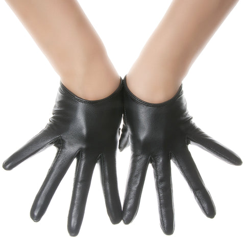 Black Low Wrist Leather Gloves