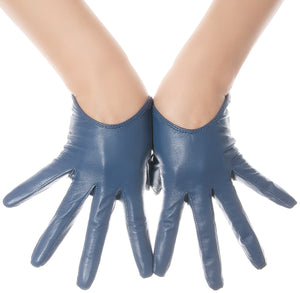Petrol Blue Low Wrist Leather Gloves