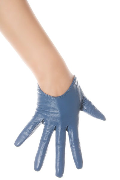 Petrol Blue Low Wrist Leather Gloves