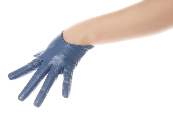Petrol Blue Low Wrist Leather Gloves