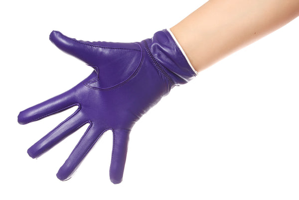 Purple Bow Leather Gloves
