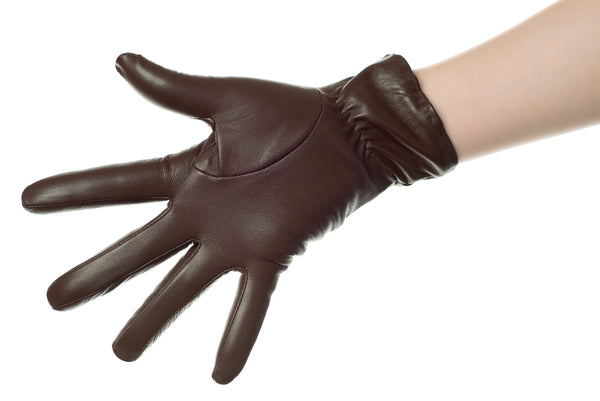 Brown Folded Leather Gloves