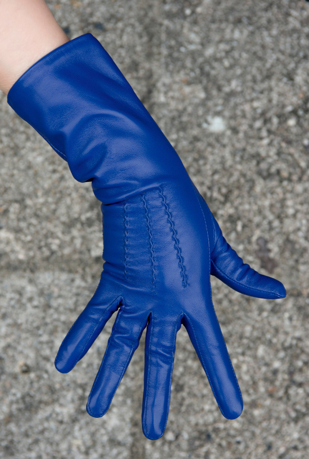 Royal Blue Mid Length Leather Gloves