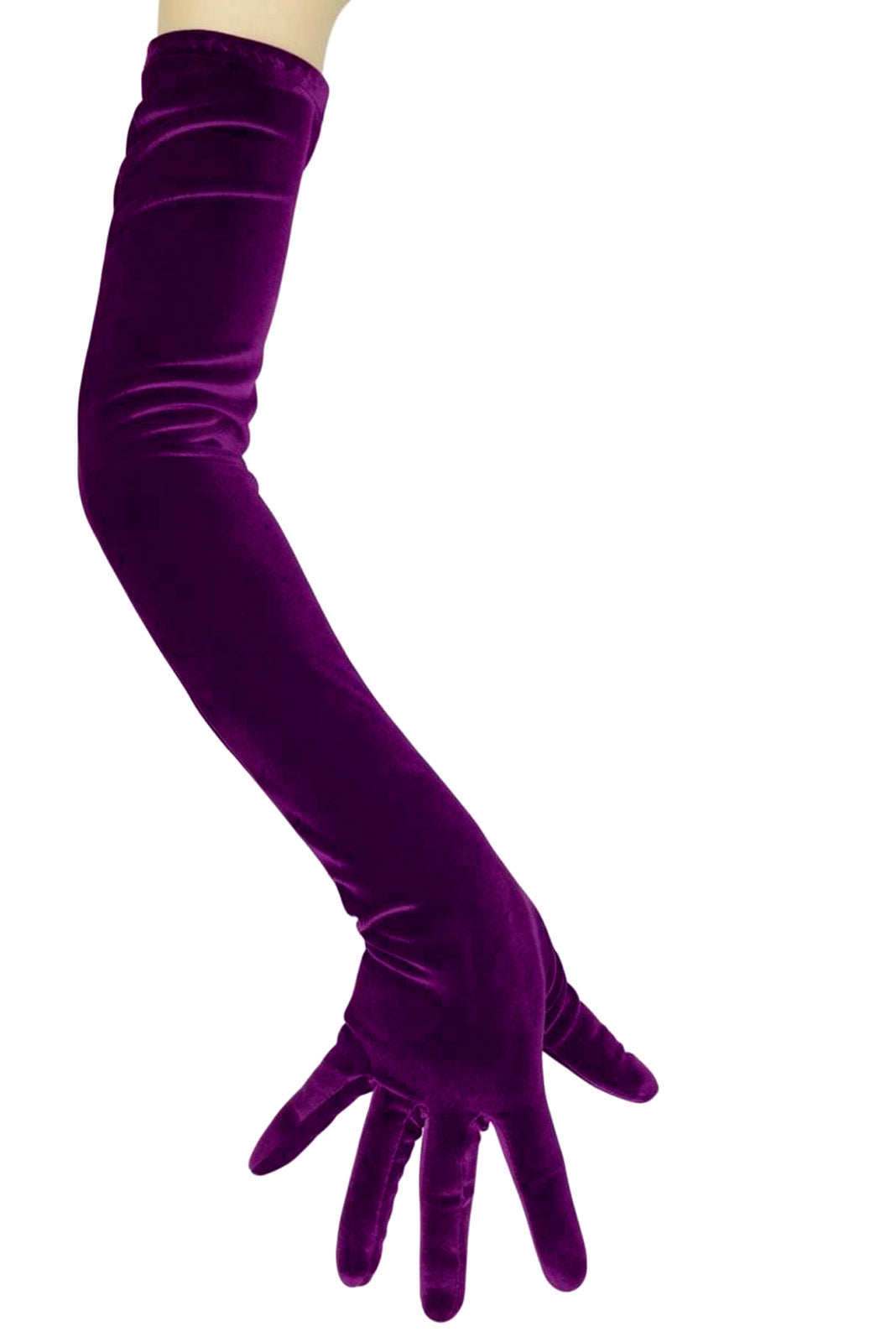 Long Purple Velvet Opera Gloves