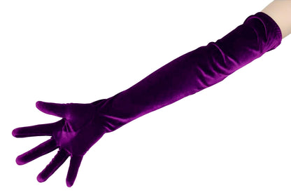Long Purple Velvet Opera Gloves