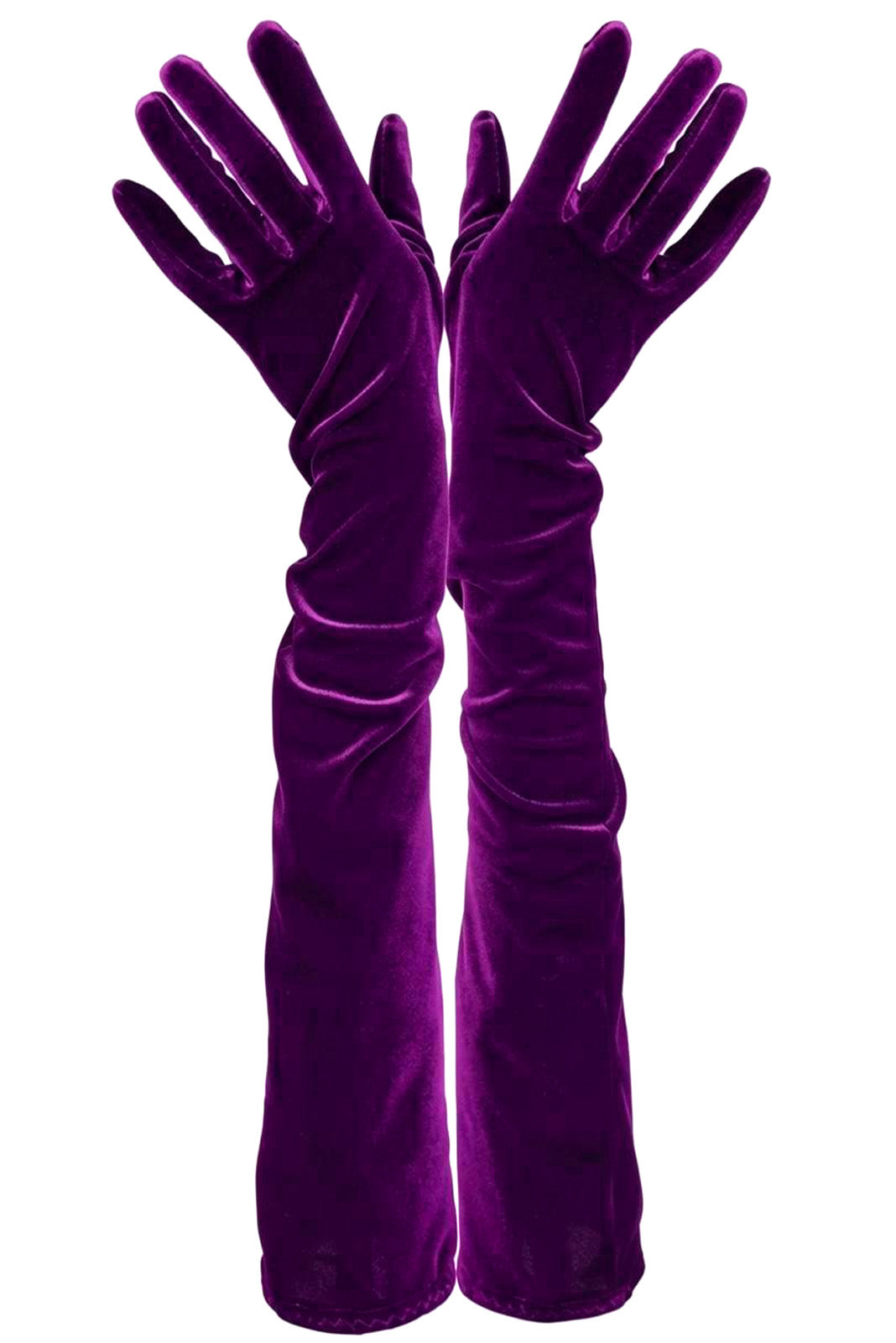 Long Purple Velvet Opera Gloves