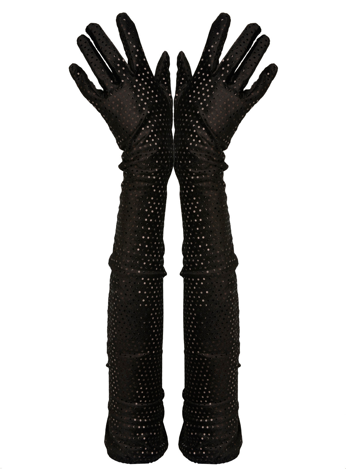 Long Black Sparkly Velvet Opera Gloves Evening wear