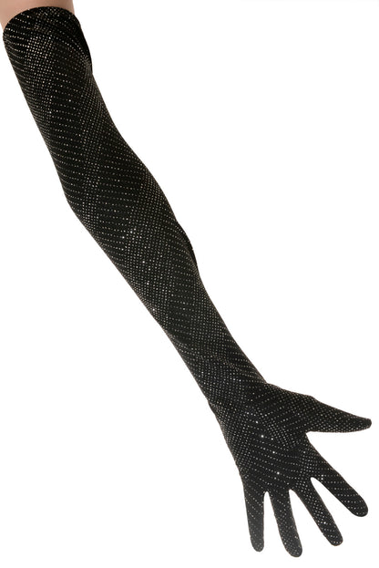 Black Sparkly Velvet Gloves Ballroom Dancing