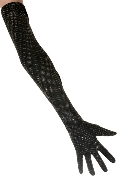 Black Sparkly Velvet Gloves Ballroom Dancing