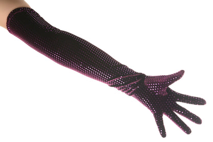 Dazzling Dark Purple Velvet Long Opera Gloves Ballroom Dancing