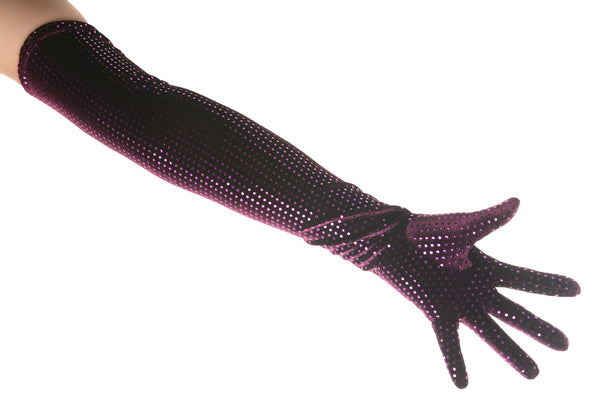 Dazzling Dark Purple Velvet Long Opera Gloves Ballroom Dancing