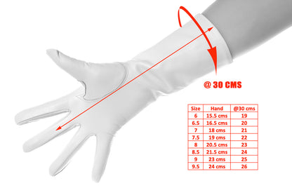 Black Fingerless Mid Length Leather Gloves