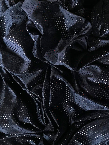 Long Black Sparkly Velvet Opera Gloves Evening wear