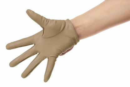 Fawn Brown Heart Bow Leather Gloves