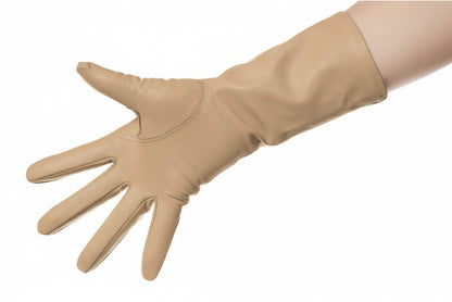 Tan Mid Length Leather Gloves