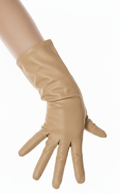 Tan Mid Length Leather Gloves