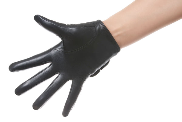 Black Heart Bow Leather Gloves