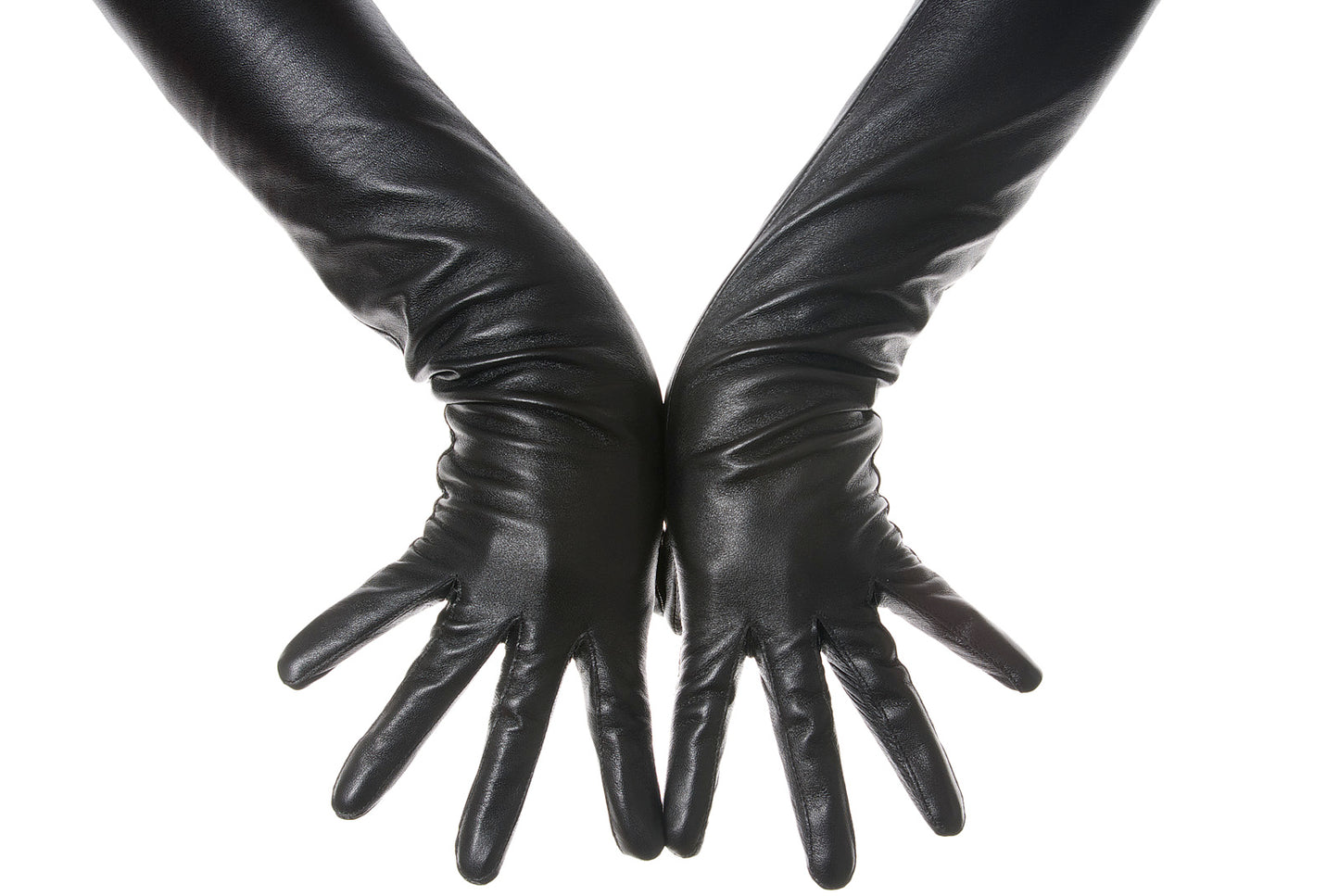 Long Black Opera Leather Gloves