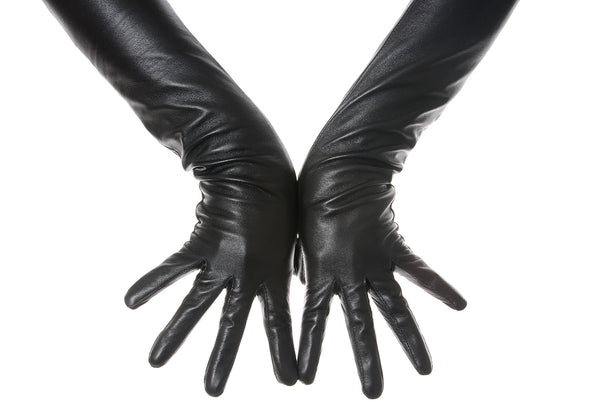 Long Black Opera Leather Gloves