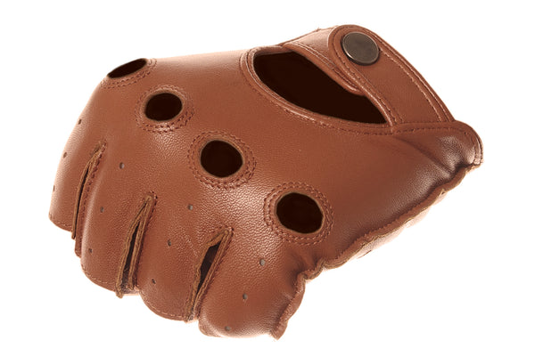 Brown Fingerless Leather Driving Gloves