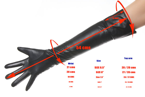 Black Leather Opera Gloves Fold down Side Buttons