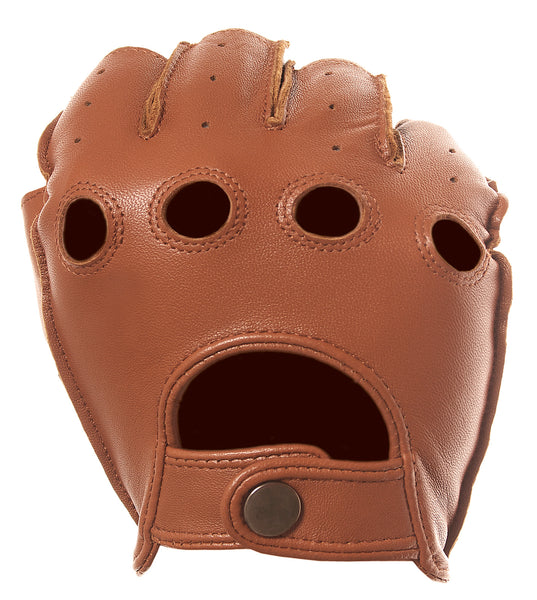 Brown Fingerless Leather Driving Gloves