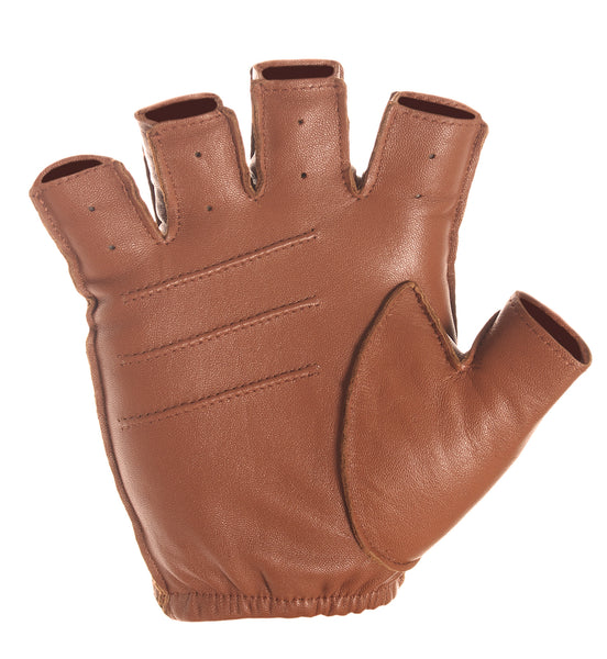 Brown Fingerless Leather Driving Gloves