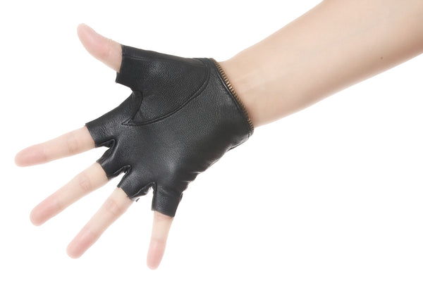 Fingerless Zip Leather Gloves