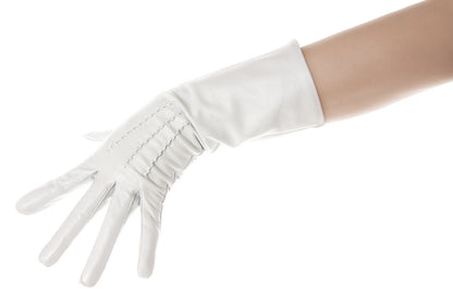 White Mid Length Leather Gloves