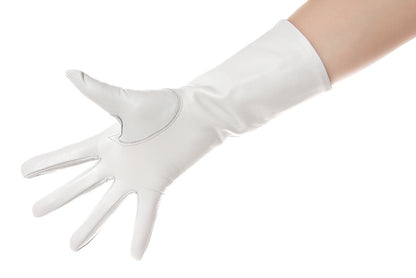 White Mid Length Leather Gloves