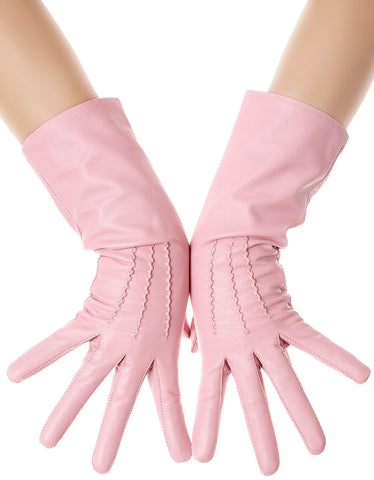 Sugar Pink Mid Length Leather Gloves