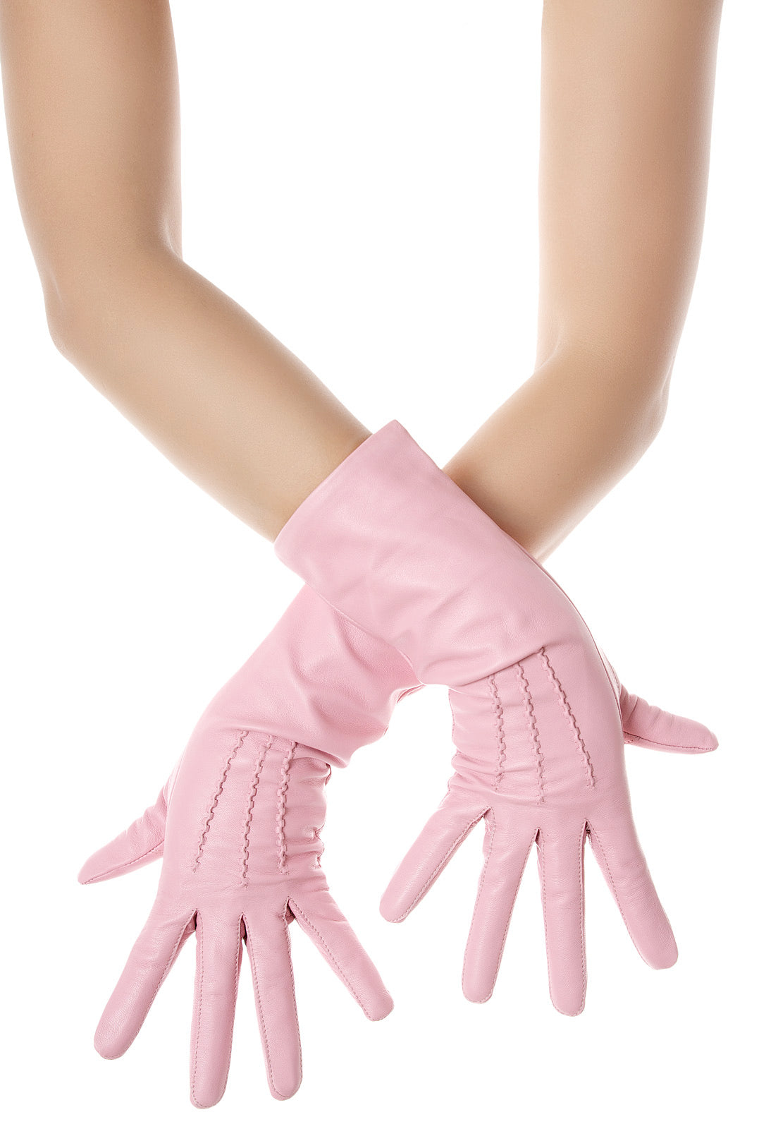 Sugar Pink Mid Length Leather Gloves