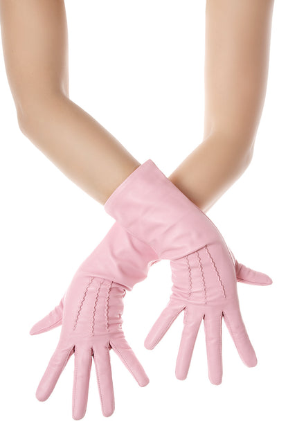 Sugar Pink Mid Length Leather Gloves