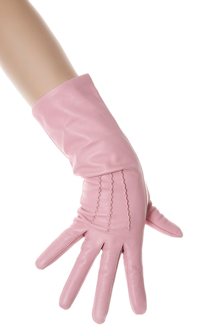 Sugar Pink Mid Length Leather Gloves