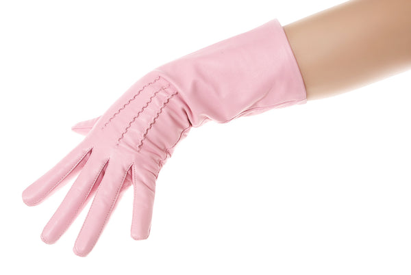Sugar Pink Mid Length Leather Gloves