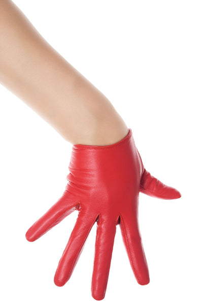 Lipstick Red Slim Fit Leather Gloves