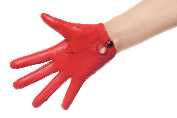Lipstick Red Slim Fit Leather Gloves