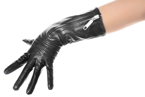 Mid Length Zip Leather Gloves