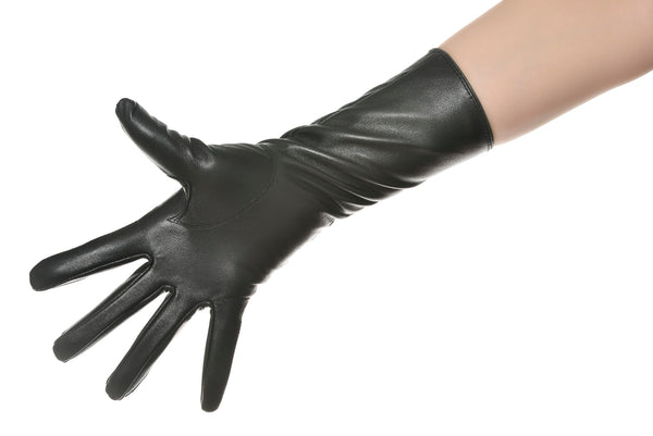 Mid Length Zip Leather Gloves